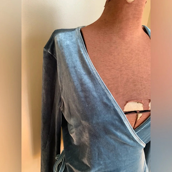 Madewell wrap velour blouse,top velvet shirt career fall regency jewel tones - Picture 4 of 7